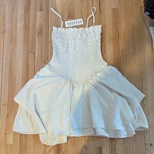 White Smocked Dress urban outfitters small